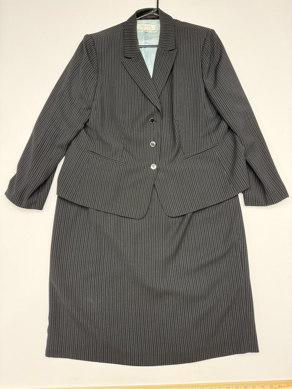 Tahari Arthur S. Levine Pinstripe Blazer Skirt Suit Set 18W